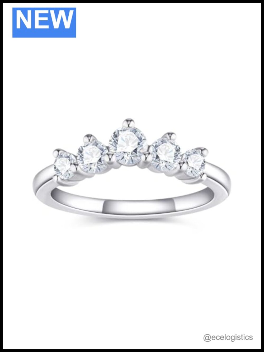 Moissanite Eternity Ring 925 Sterling Silver 18K Gold Plated Wedding Band